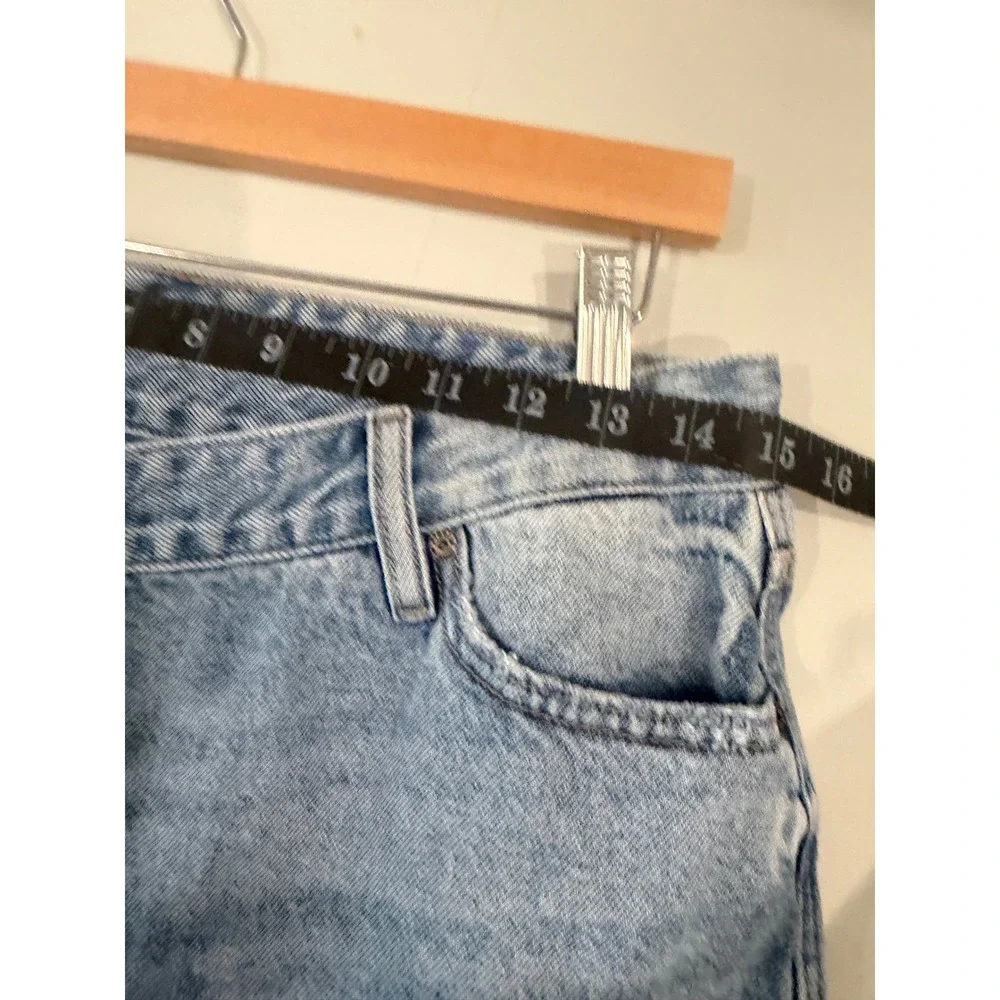 Hidden Los Angeles Asymmetric Crossover Denim Mini Skirt Light Wash Distressed S
